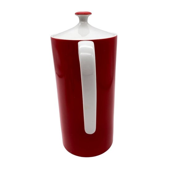 Vintage MCM coffee set Japan red white OCM coffee pot six cups ceramic - Picture 3 of 12